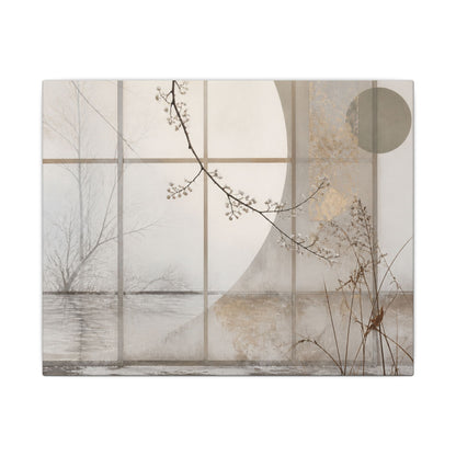 Winter Shoji Screen Japanese Pattern Canvas Art | Elegant Decor