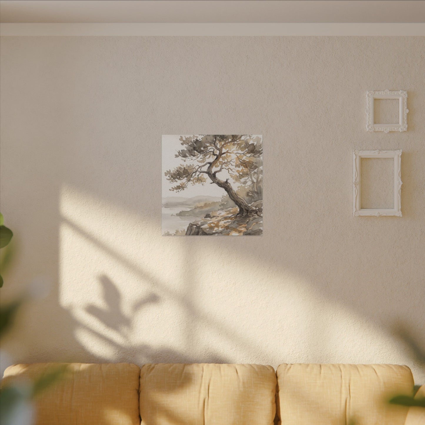 Pine Tree Watercolor Canvas Art | Elegant Japandi Art