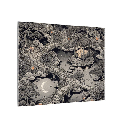 Moonlit Garden Ukiyo E Inspired Canvas Art | Serene Zen Art