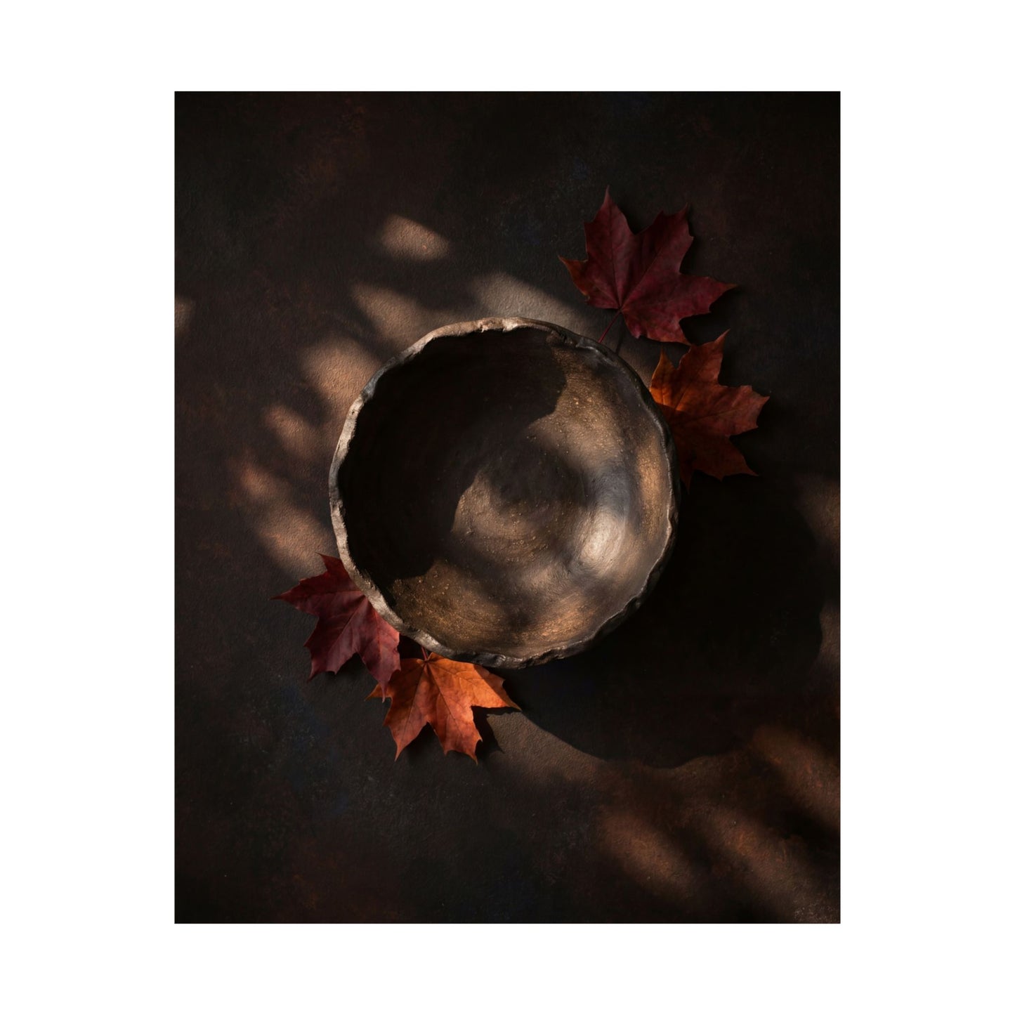 Ceramic Bowl Wall Art Print | Autumn Dark Japandi Dark Texture Art