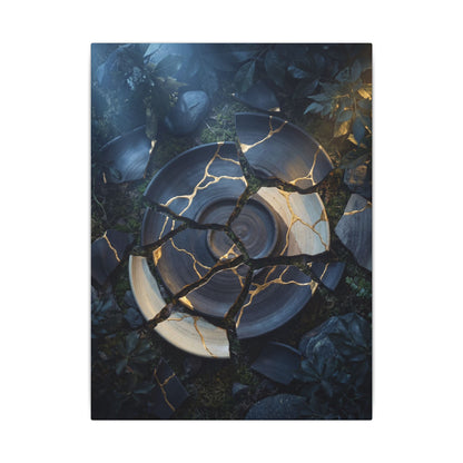 Resilient Broken Pottery Canvas Art - Gold Vein Kintsugi