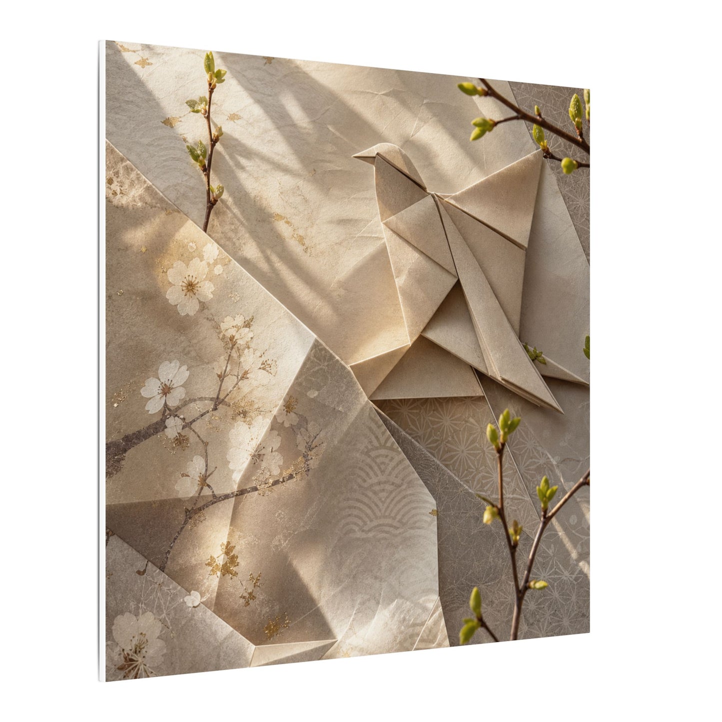 Golden Hour Paper Fold Canvas Art - Japandi Fukinsei