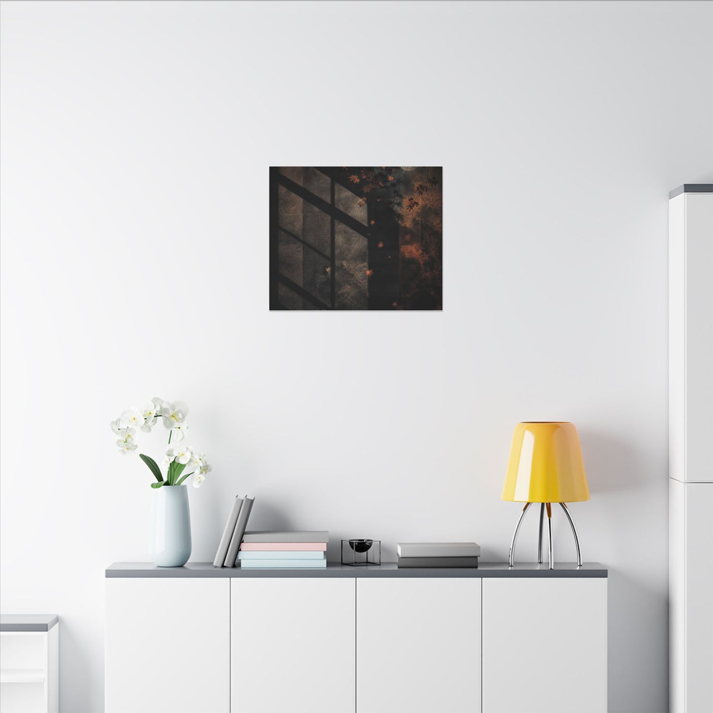 Sophisticated Shadow Play Canvas Art - Dark Texture Dark Japandi