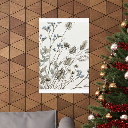 Elegant Dried Flowers Wall Art Print - Watercolor Japandi