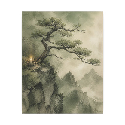 Candlelight Pine Tree Canvas Art - Japandi Kanso
