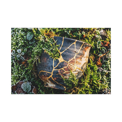 Artful Moss Close Up Canvas Art - Gold Repair Kintsugi