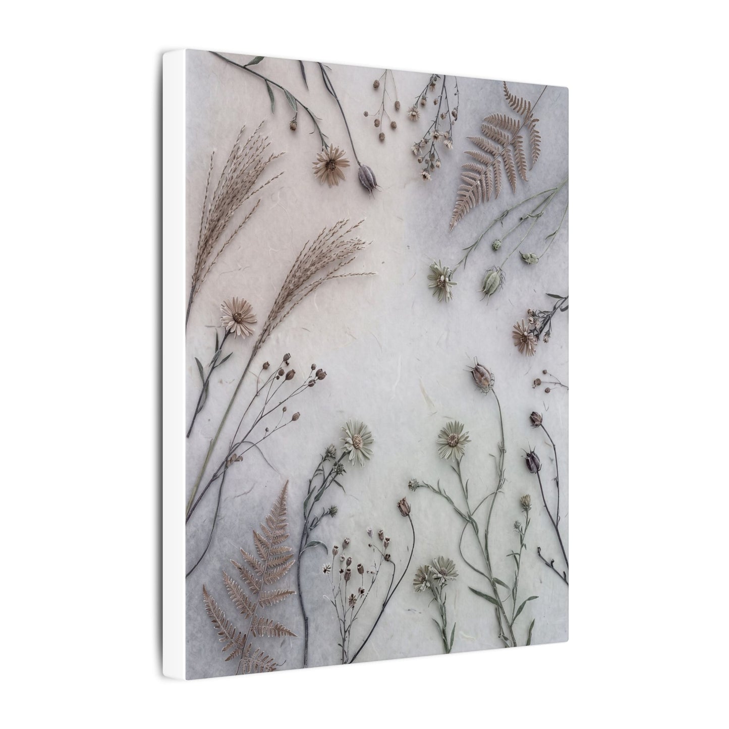 Dried Flowers Japanese Pattern Canvas Art | Elegant Japandi Art