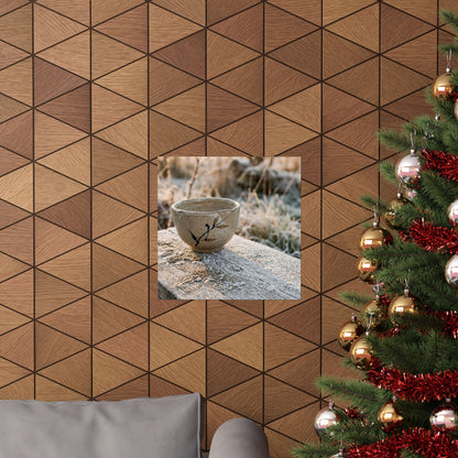Japandi Ceramic Bowl in Golden Hour | Japanese Pattern Wall Art Print