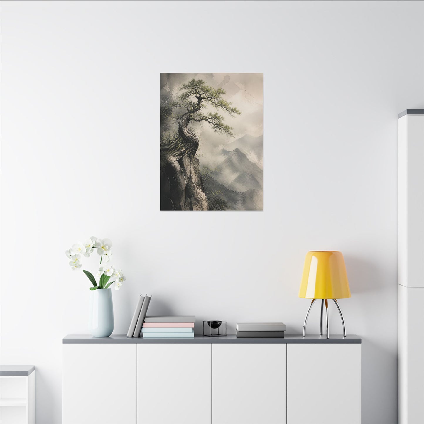 Spring Pine Tree Watercolor Canvas Art | Warm Decor