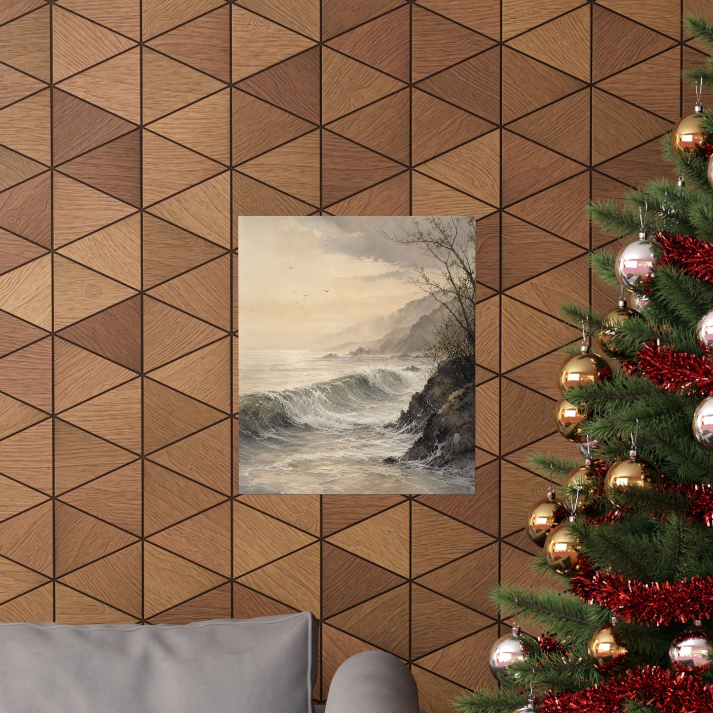 Warm Ocean Wave Wall Art Print - Watercolor Japandi