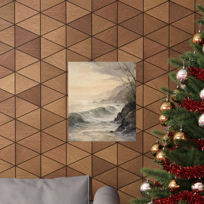 Warm Ocean Wave Wall Art Print - Watercolor Japandi