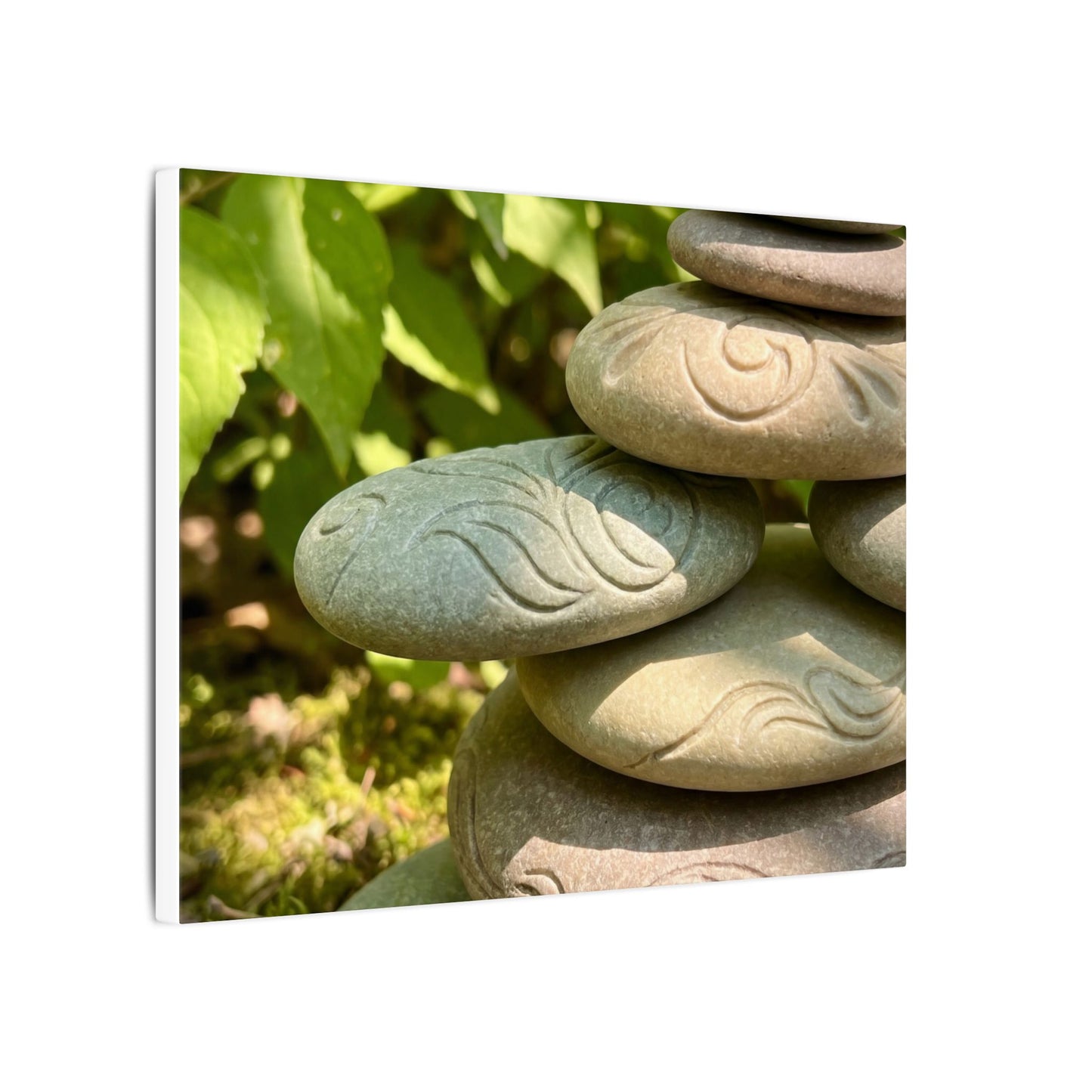 River Stones Summer Canvas Art | Japandi Earthy Design