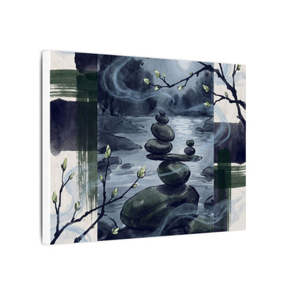 Moonlight River Stones Canvas Art - Zen Shibui