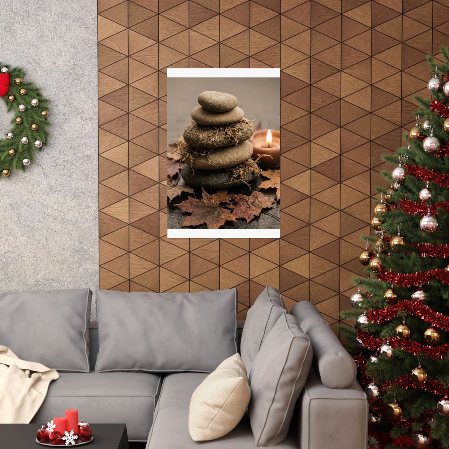River Stones Texture Wall Art Print | Elegant Japandi Art