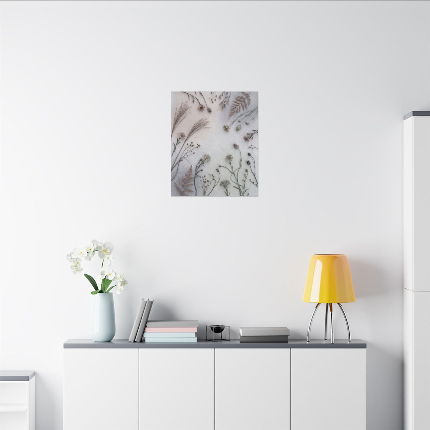 Dried Flowers Japanese Pattern Canvas Art | Elegant Japandi Art
