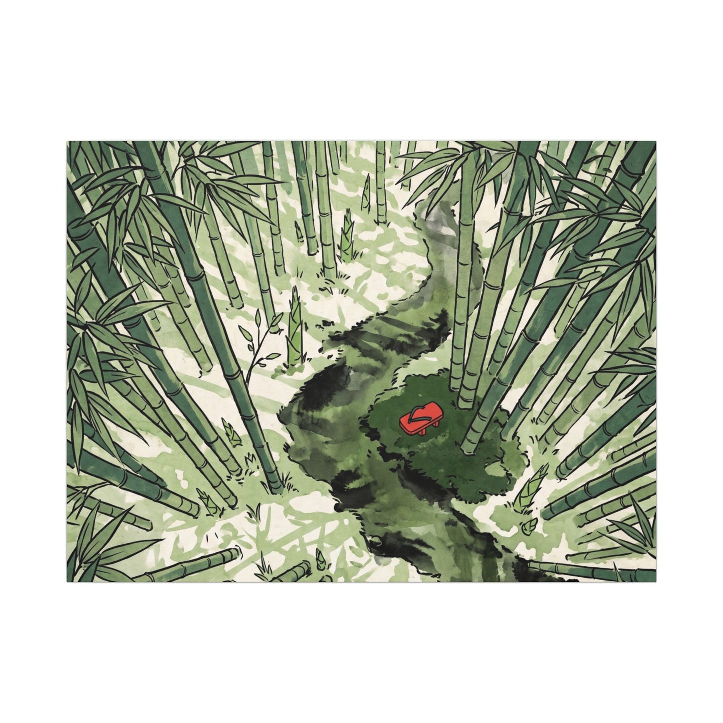 Peaceful Bamboo Grove Canvas Art - Ukiyo E Inspired Zen