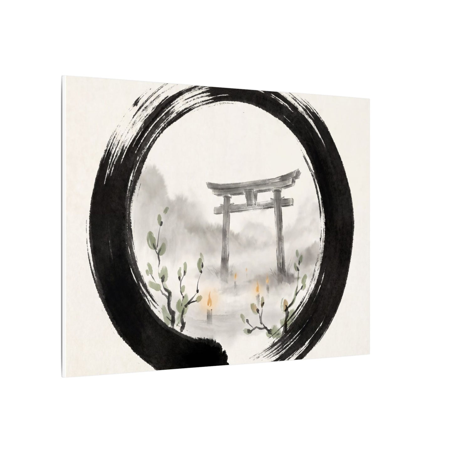 Spring Torii Gate Enso Canvas Art | Tranquil Decor