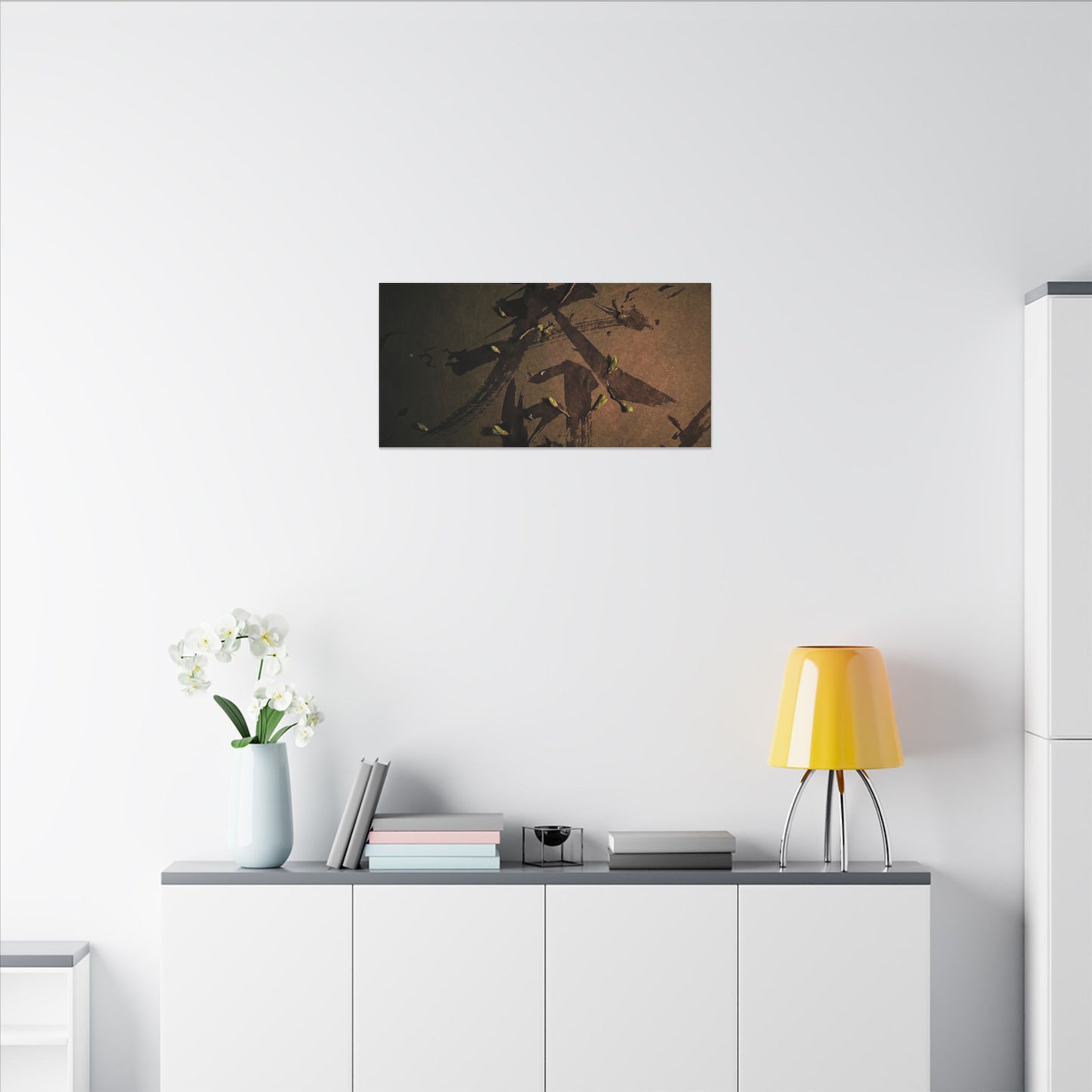 Calligraphy Shadow Zen Canvas Art | Bold Dark Japandi Art