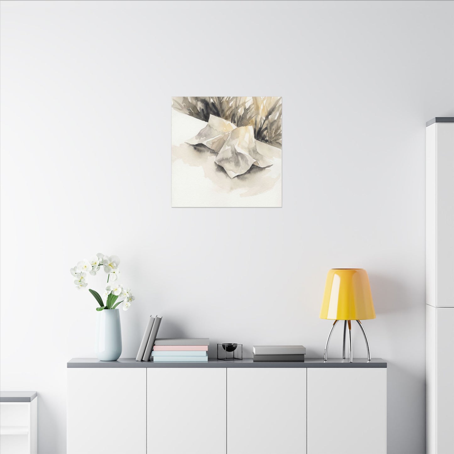 Paper Fold Watercolor Canvas Art | Warm Japandi Art