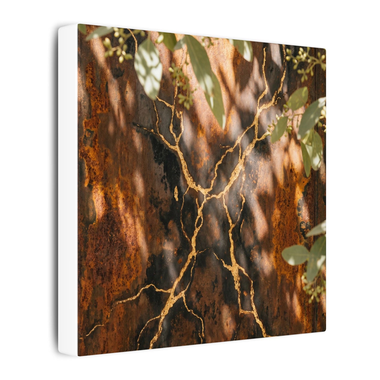 Kanso Rust Patina Canvas Art - Kintsugi Gold Vein