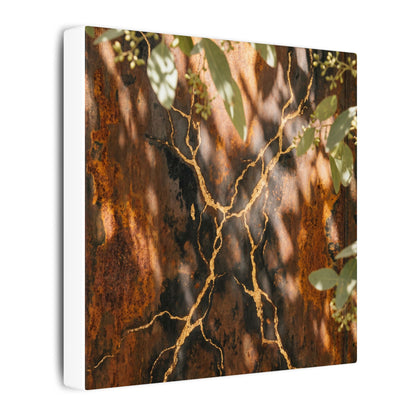 Kanso Rust Patina Canvas Art - Kintsugi Gold Vein