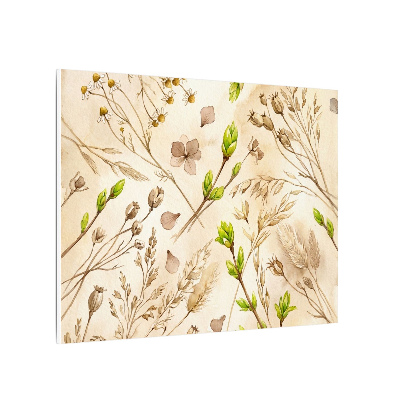 Spring Dried Flowers Watercolor Canvas Art | Earthy Decor