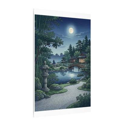 Summer Moonlit Garden Ukiyo E Inspired Canvas Art | Serene Decor