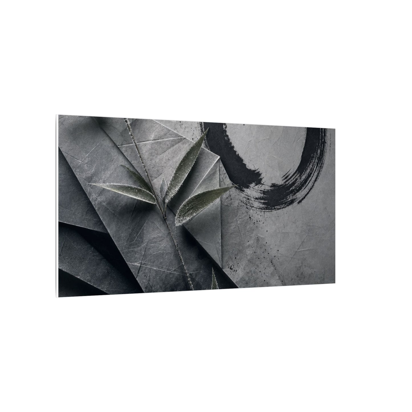 Winter Paper Fold Enso Canvas Art | Serene Decor