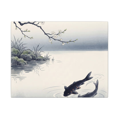 Ma Koi Pond Canvas Art - Zen Ukiyo E Inspired Art Print