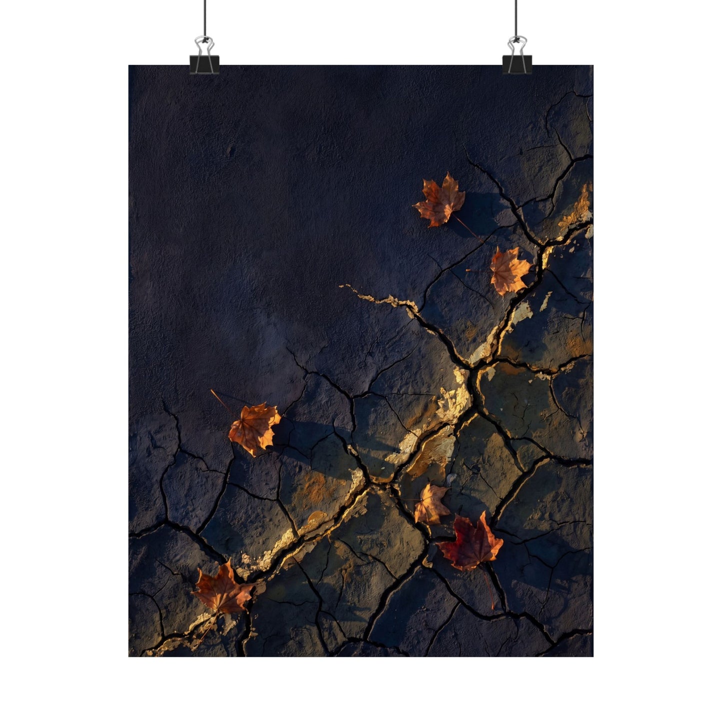 Golden Hour Cracked Earth Wall Art Print - Dark Japandi Seijaku Art Print