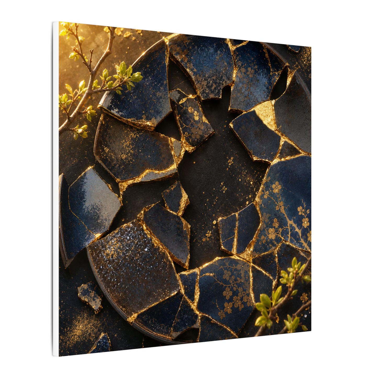 Golden Hour Broken Pottery Canvas Art - Kintsugi Ma