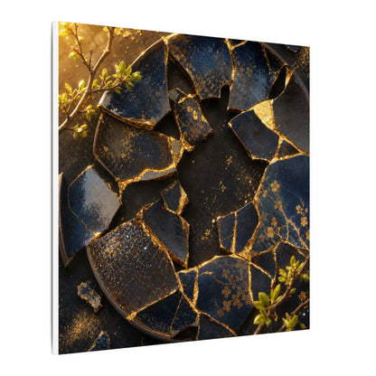 Golden Hour Broken Pottery Canvas Art - Kintsugi Ma