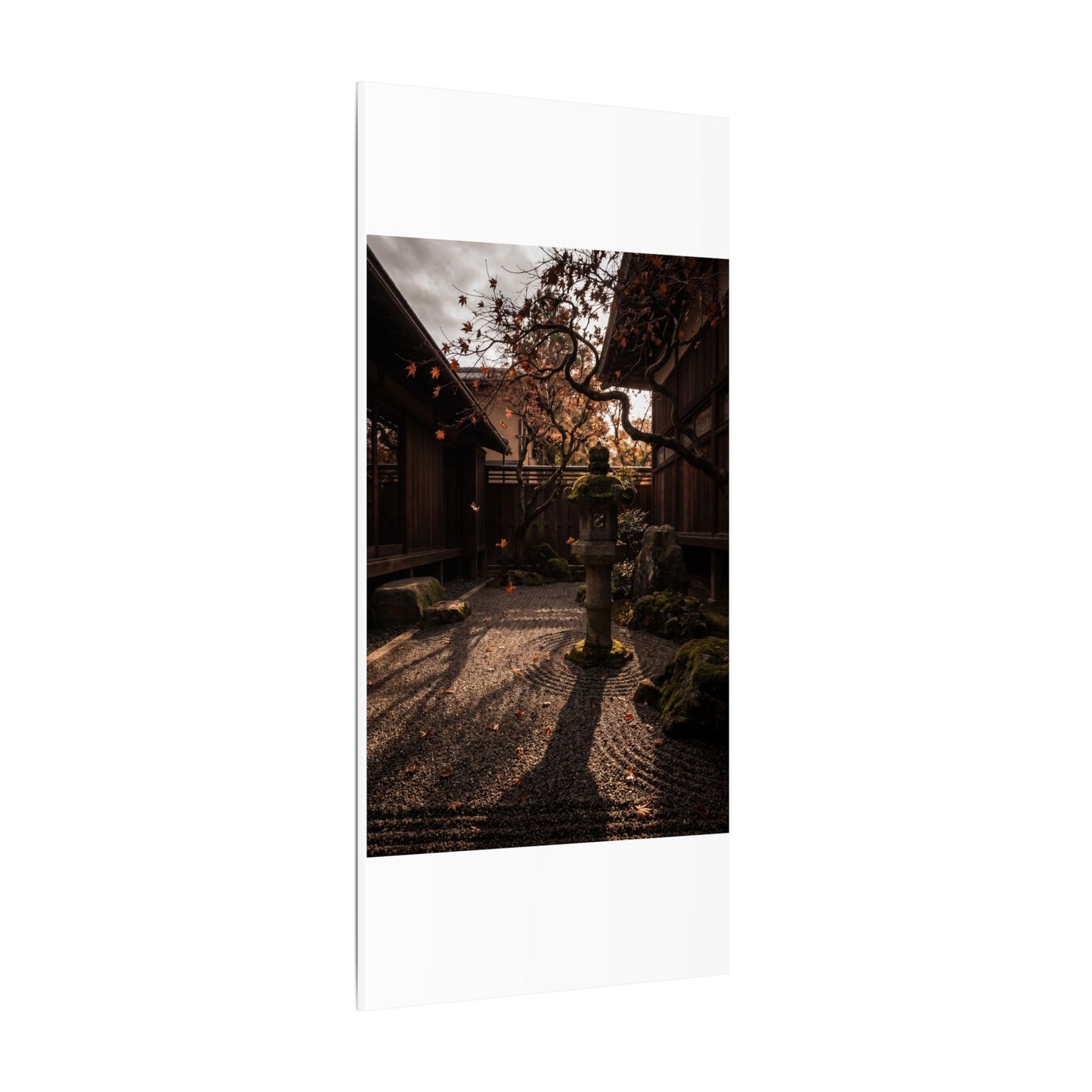 Seijaku Stone Lantern Canvas Art - Dark Japandi Shadow Zen