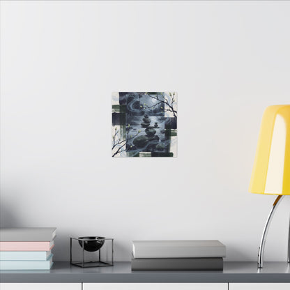 Moonlight River Stones Canvas Art - Zen Shibui