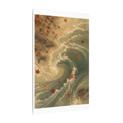 Japandi Ocean Wave in Candlelight | Japanese Pattern Canvas Art