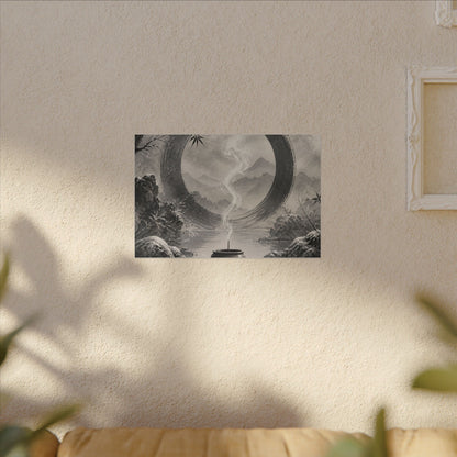 Incense Smoke Canvas Art | Winter Zen Sumi E Art