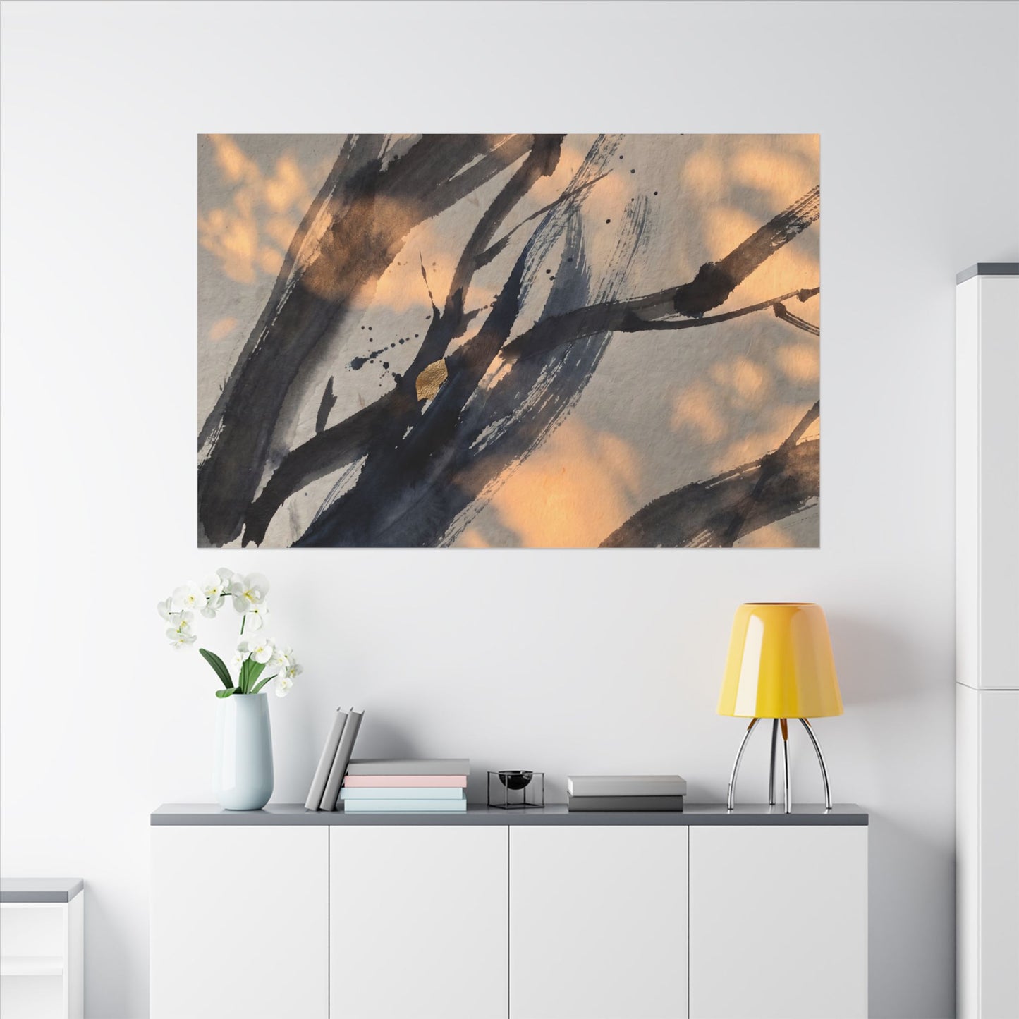 Datsuzoku Ink Brushstroke Canvas Art - Dark Japandi Shadow Zen