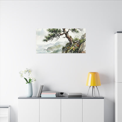 Pine Tree Spring Canvas Art | Japandi Neutral Design