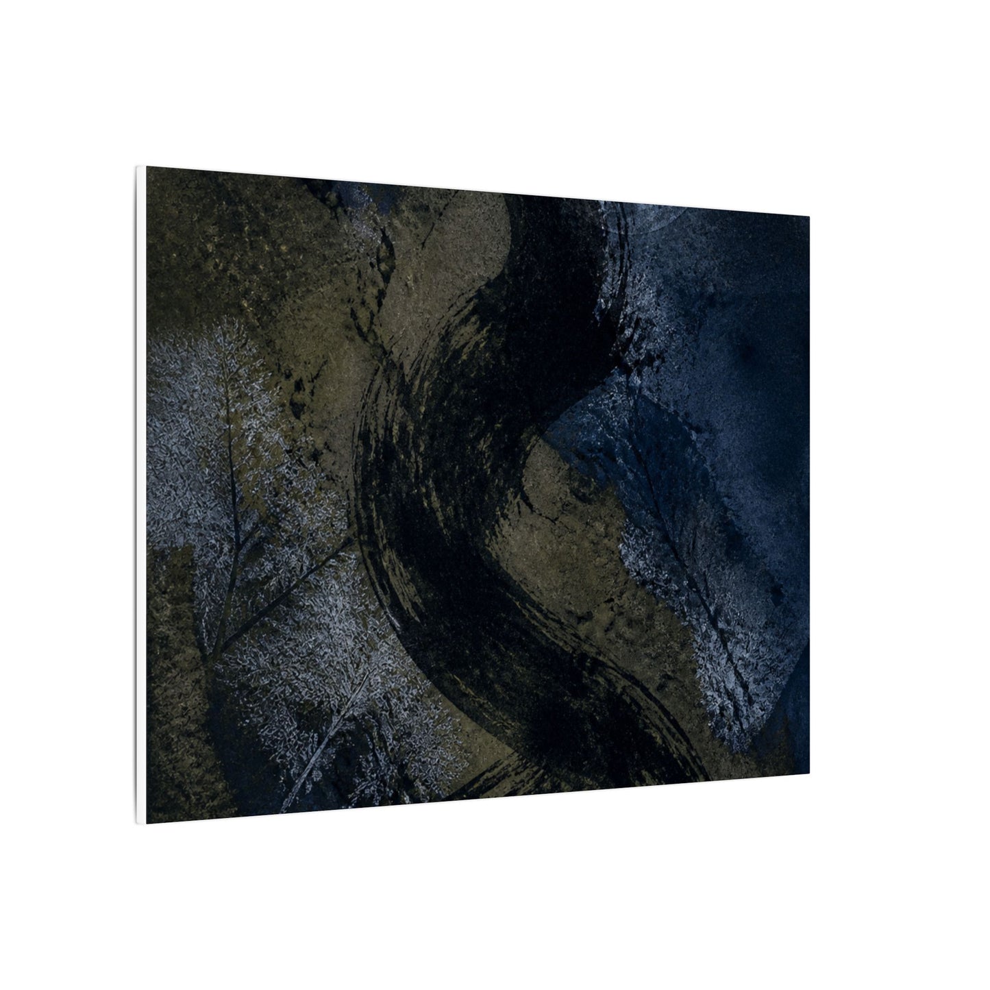 Shibui Ink Brushstroke Canvas Art - Dark Japandi Dark Texture