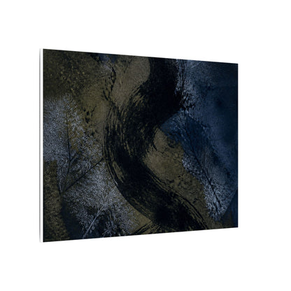 Shibui Ink Brushstroke Canvas Art - Dark Japandi Dark Texture