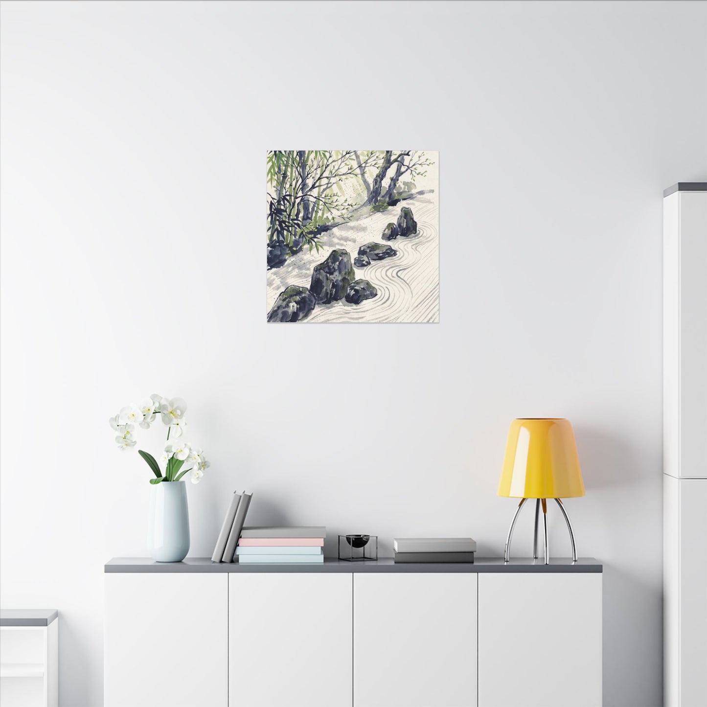 Dappled Rock Garden Canvas Art - Zen Mono No Aware