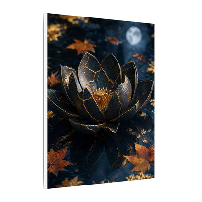Moonlight Lotus Flower Canvas Art - Kintsugi Fukinsei