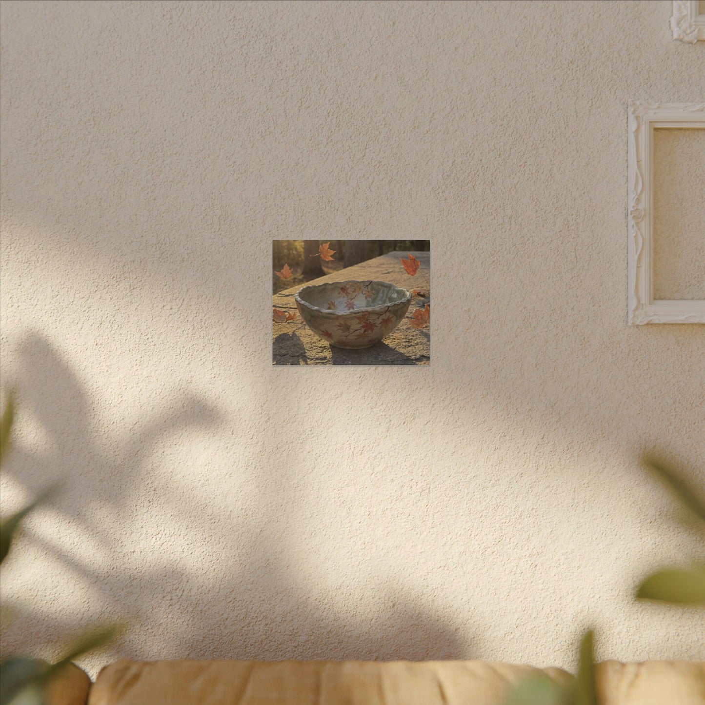 Japandi Ceramic Bowl in Golden Hour | Japanese Pattern Canvas Art