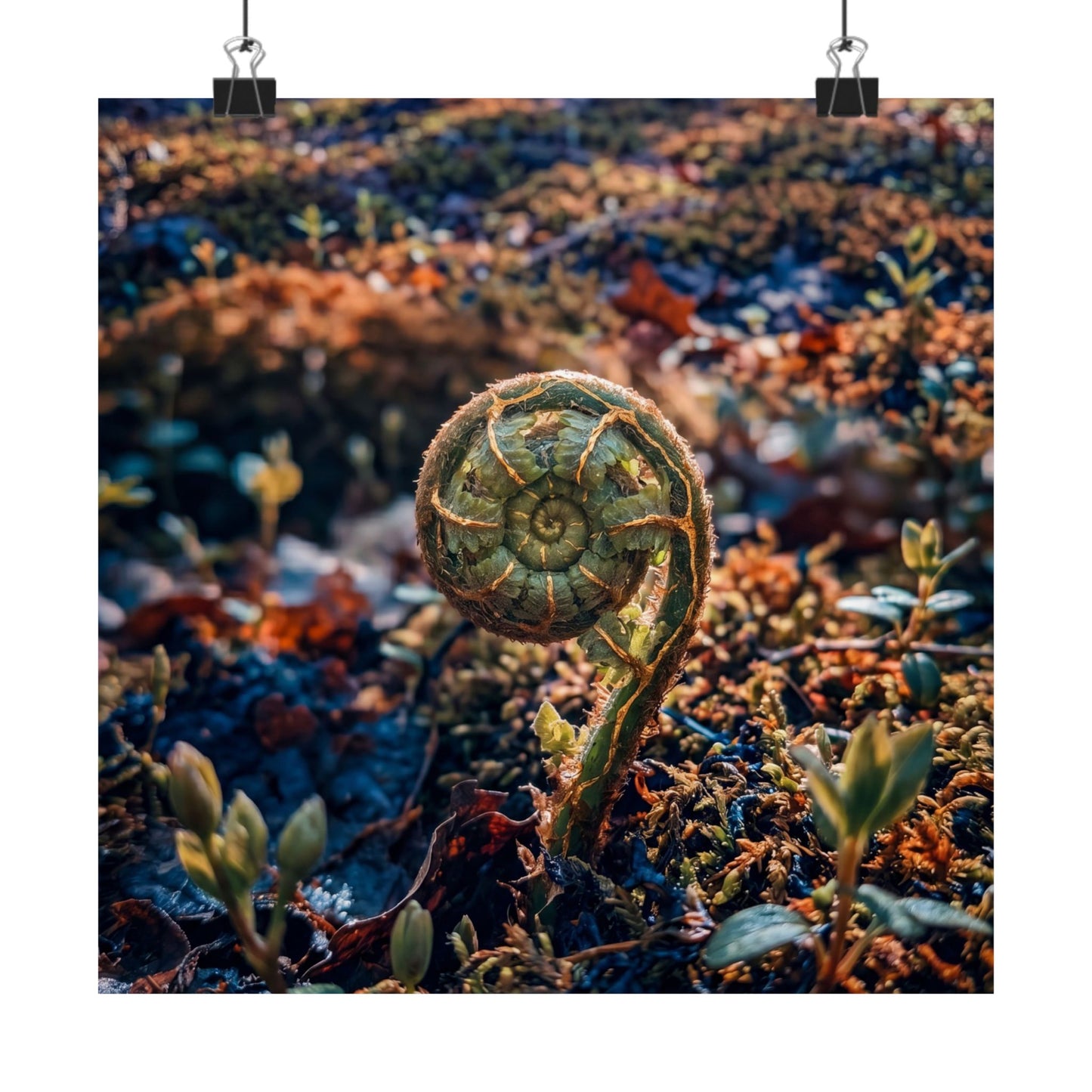 Dappled Fern Unfurling Wall Art Print - Kintsugi Seijaku