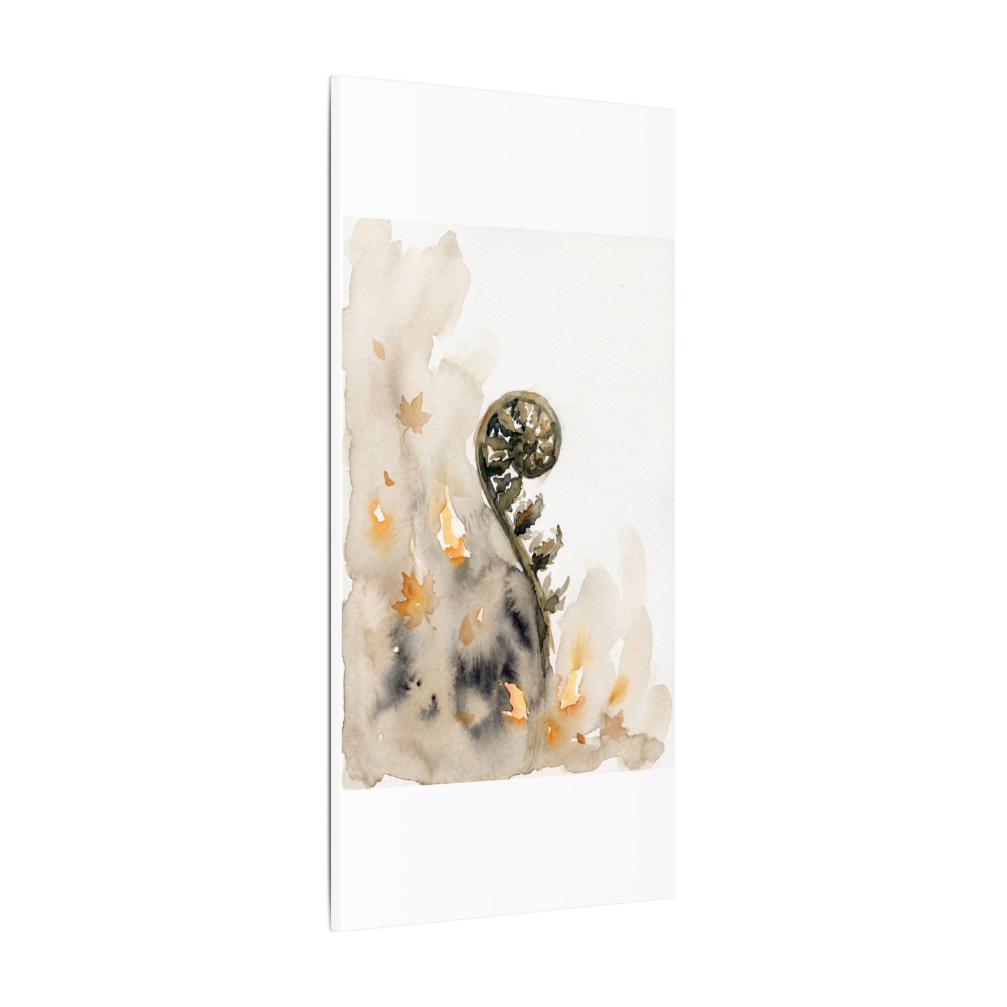 Fern Unfurling Watercolor Canvas Art | Earthy Japandi Art