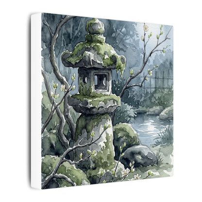 Moonlight Stone Lantern Canvas Art - Japandi Seijaku