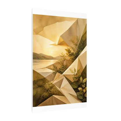 Golden Hour Paper Fold Canvas Art - Japandi Ma