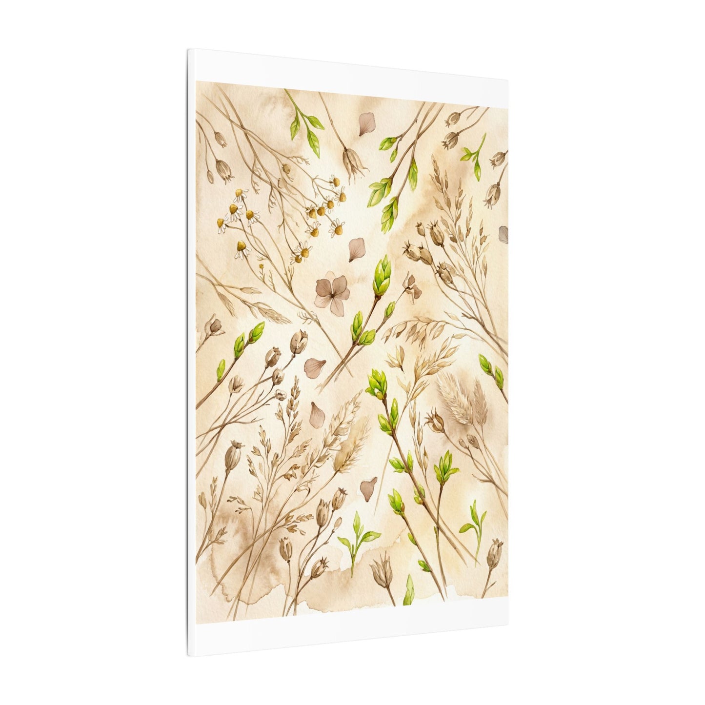 Spring Dried Flowers Watercolor Canvas Art | Earthy Decor