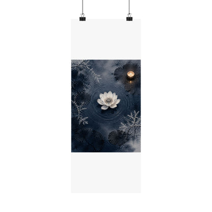 Lotus Flower Wall Art Print | Winter Zen Sumi E Art