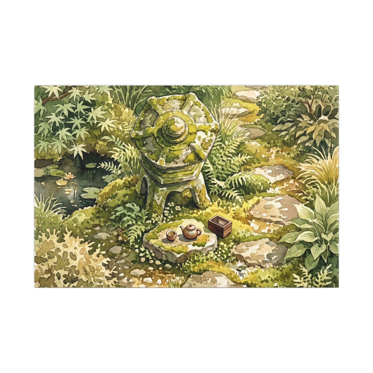 Datsuzoku Stone Lantern Canvas Art - Japandi Watercolor